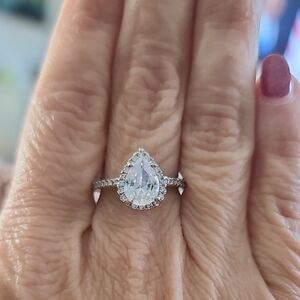 Feminine Silver Tone Teardrop Ring